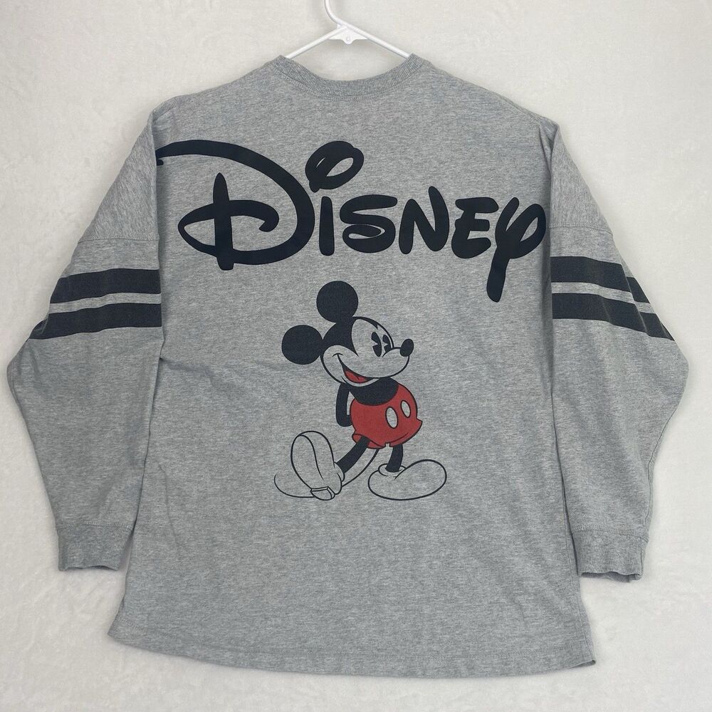 Disney Mickey Mouse Graphic Shirt Adult Small Gray Long Sleeve Crewneck Casual